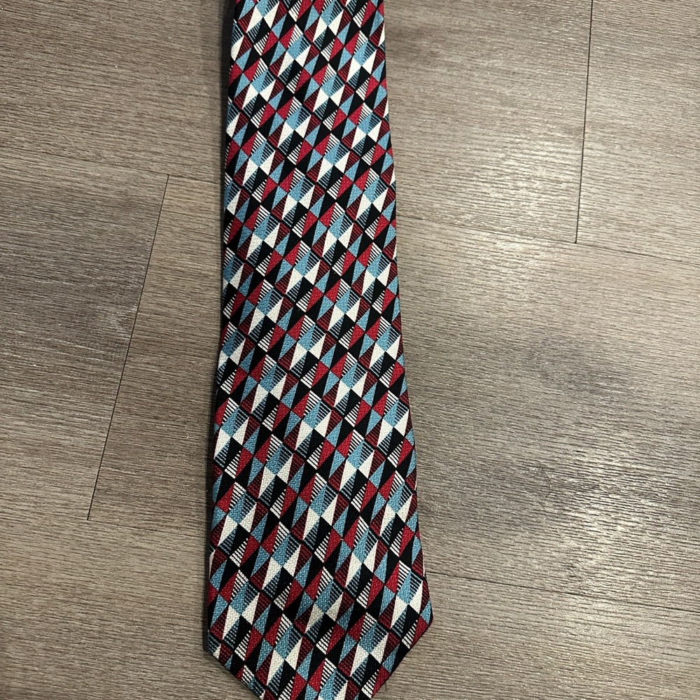Pierre Balmain Red and Black Geometric Tie
